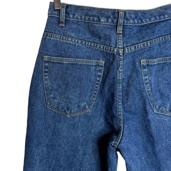 Nevada Vintage High Rise Tapered Leg Rigid Denim Dark Blue Wash Jeans 12 - Picture 9 of 15